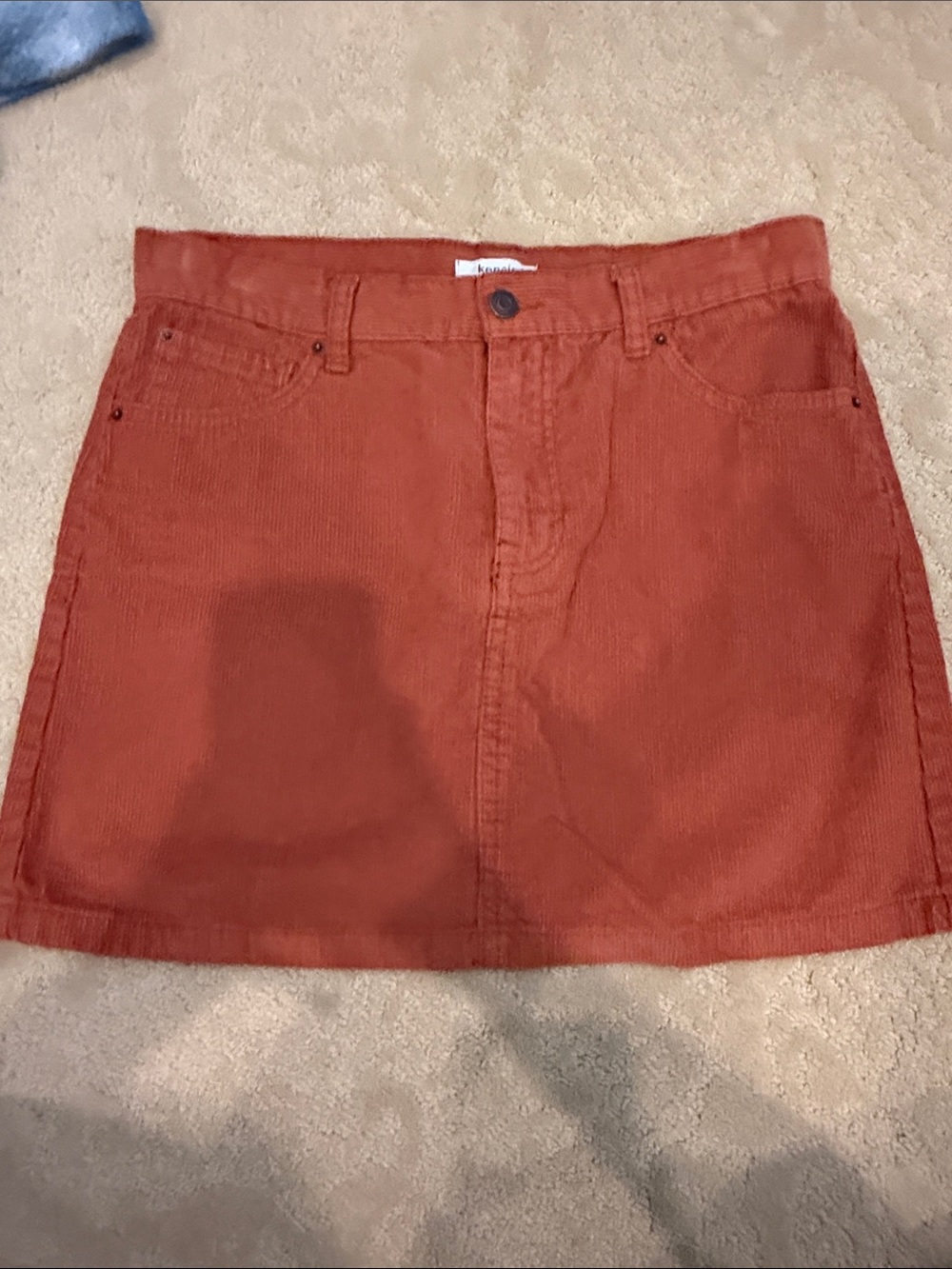 Kensie Rust Orange Corduroy Midi Skirt